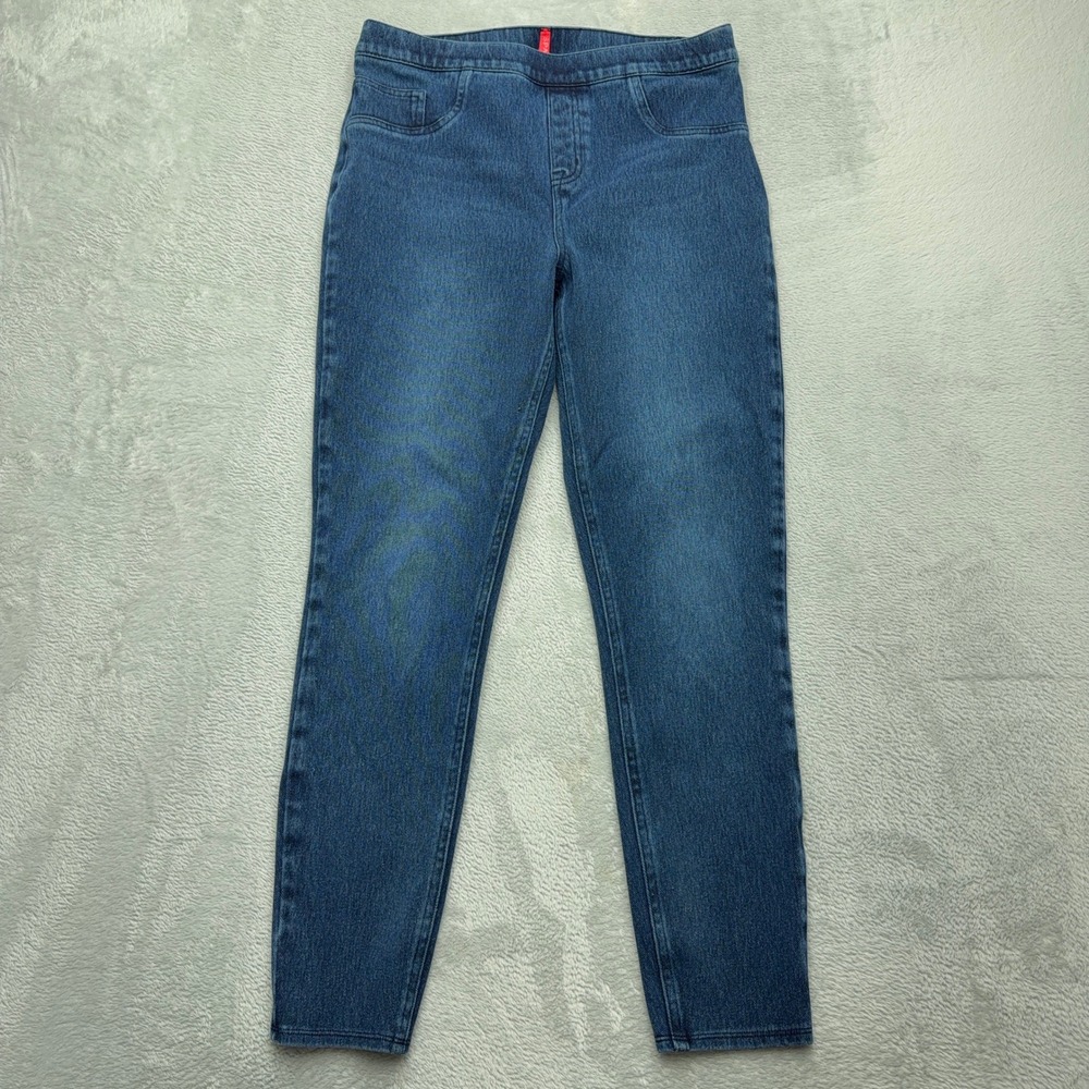 Spanx Leggings Womens Large Blue Jean-ish Pull On High Rise Slim Denim Leggings